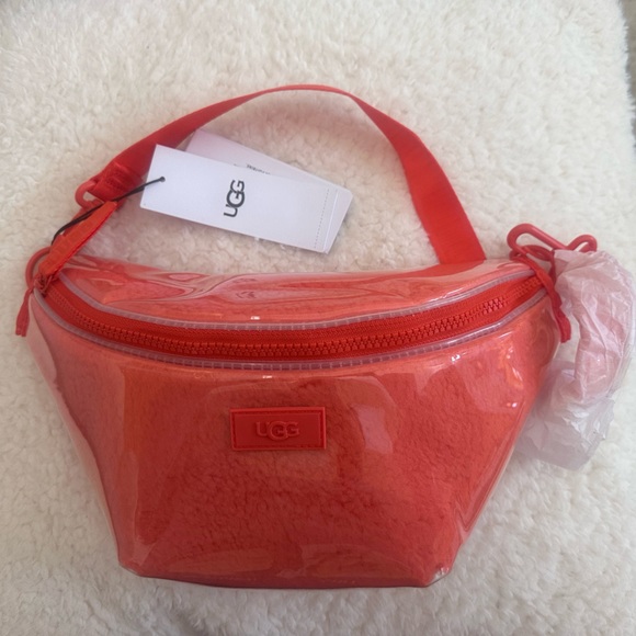 NWT Original UGG Nasha Belt Sling Bag Clear Fanny Pack Clear Hazard Orange - Picture 2 of 4
